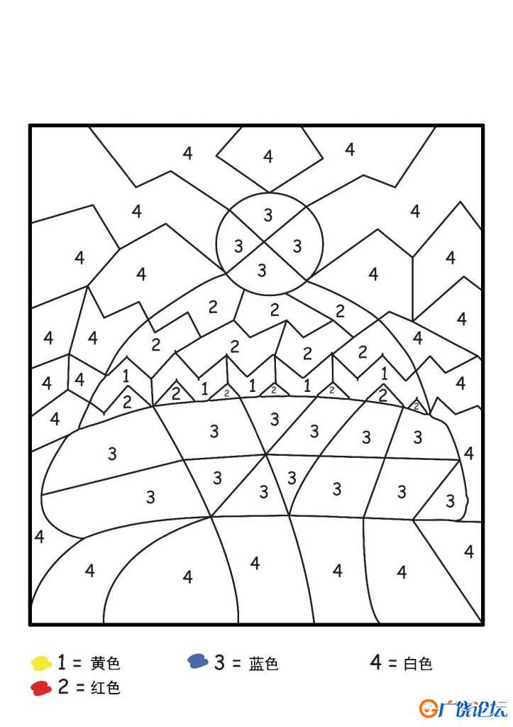 六幅关于冬季的数字填色画，6页PDF
