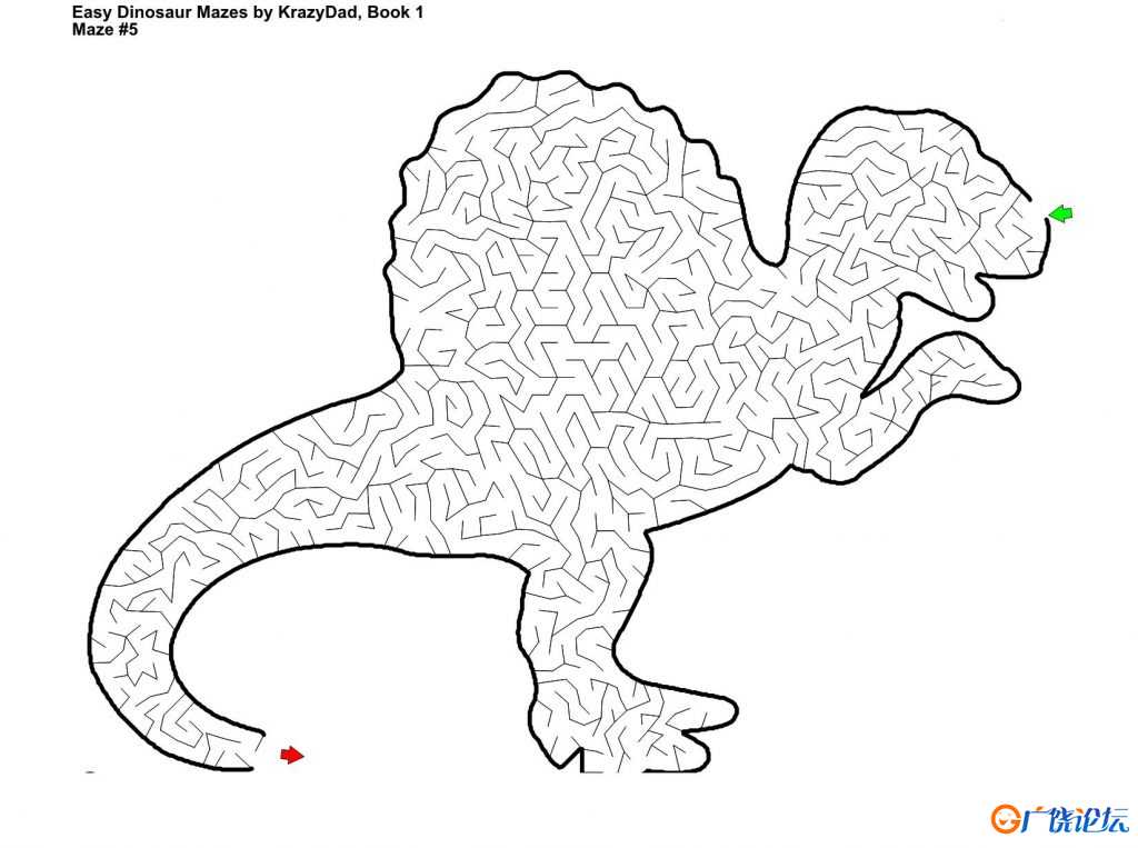 Easy to Challenging Dinosaur Mazes (Ages 6-12)，600页PDF可打印 简单迷宫 亲子游戏 广饶论坛中小学教育 ...
