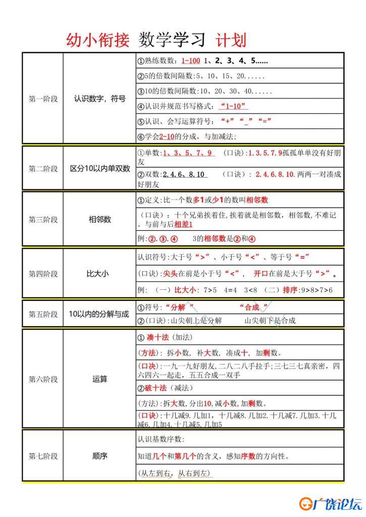 幼小衔接数学学习计划，页PDF电子版