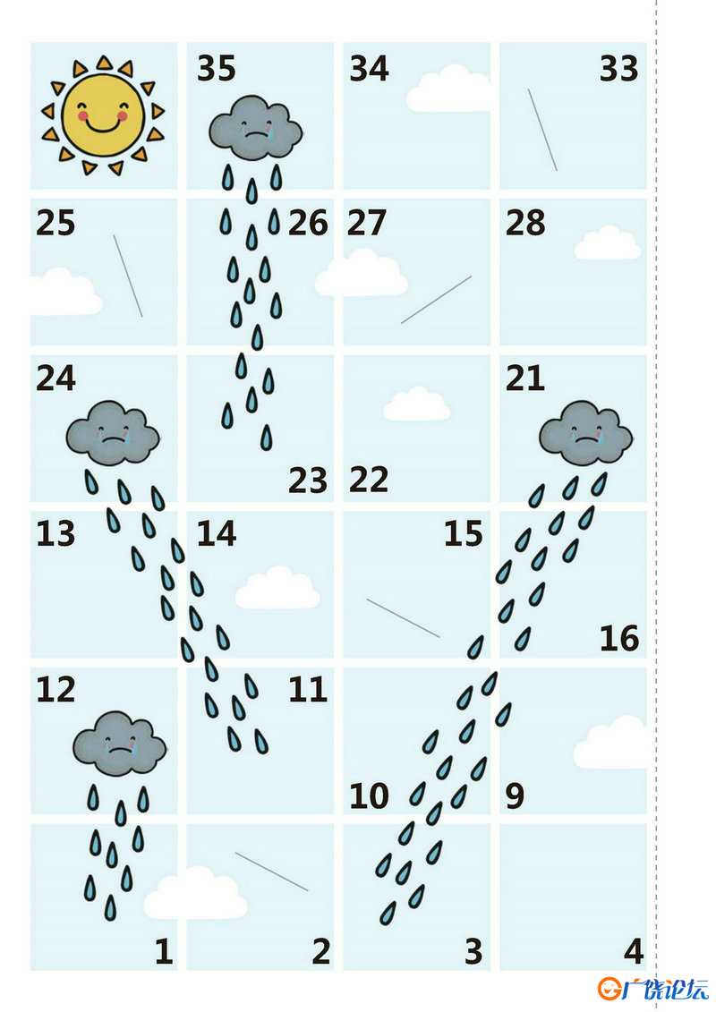 天气-儿童益智桌游，自制儿童桌游PDF素材，幼儿棋类益智游戏可打印