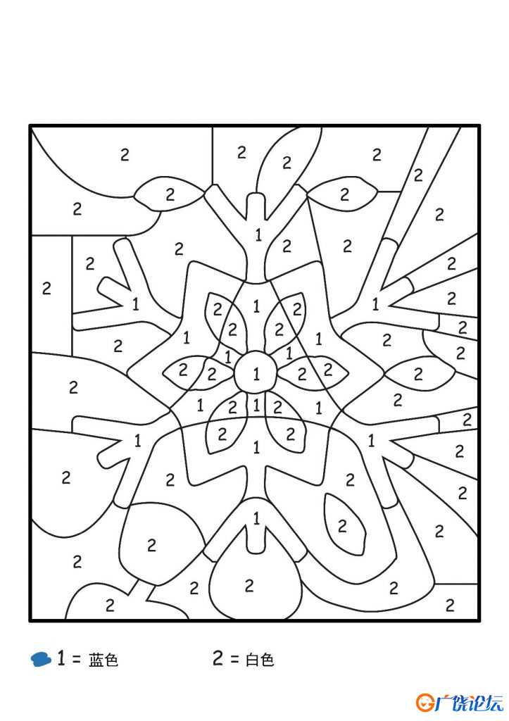 六幅关于冬季的数字填色画，6页PDF