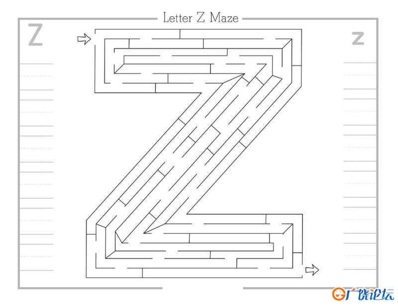 字母主题幼儿迷宫图片，电子版26页PDF打印，百度网盘下载可打印 复杂迷宫 亲子游戏 广饶论坛中小学教育智慧 ...