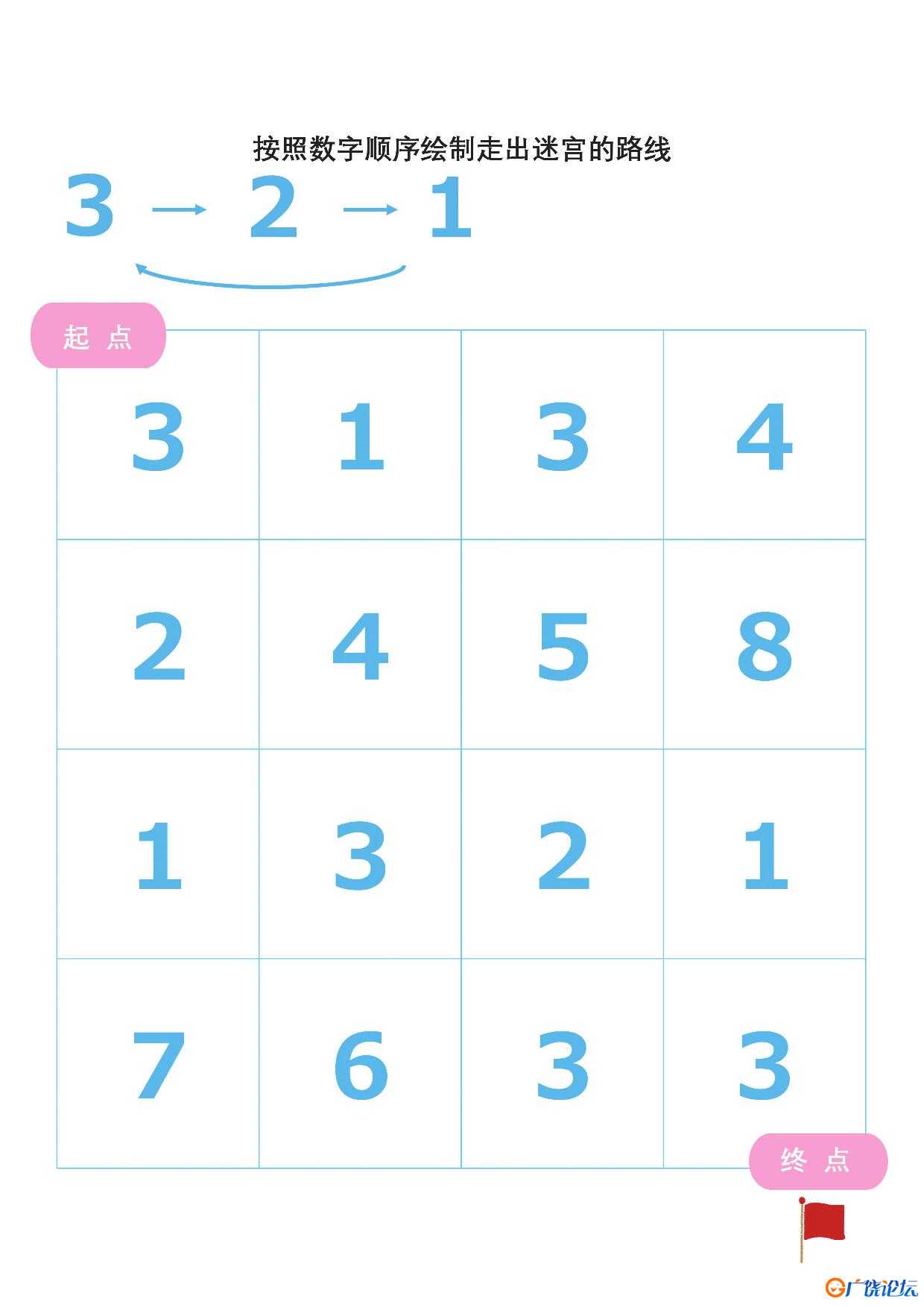 按照顺序绘制走出迷宫的路线（一），6页PDF可打印 思维逻辑 亲子游戏 广饶论坛中小学教育智慧平台 ... ...