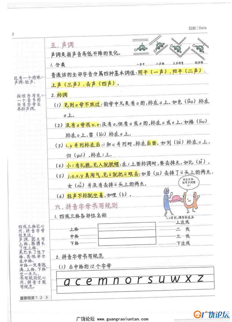 小学学霸语文笔记，涵盖小学所有知识点，卡通内容手写字体更吸引孩子-共279页PDF可打印 小学1至6年级知识点 ...