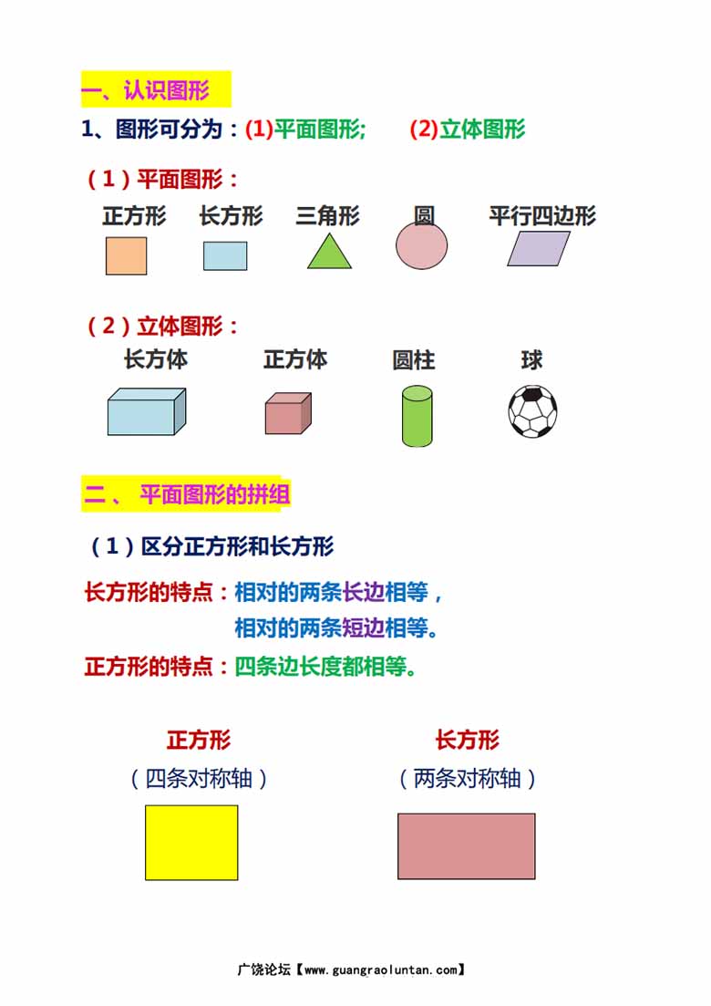 人教一年级下册数学重点及难点知识点总结，11页PDF电子版