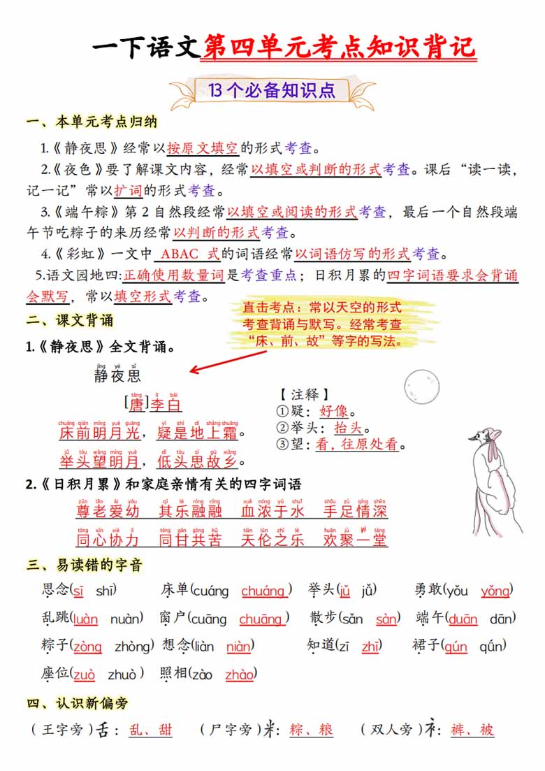 一年级下册语文第四单元考点知识背记-13个必背知识点-副本_00 副本.jpg