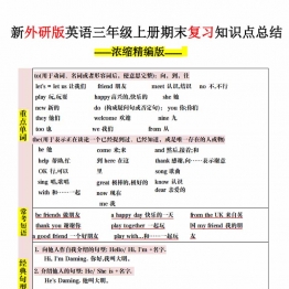 三年级上册英语外研版期末复习知识点归纳，6页PDF可打印