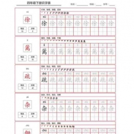 统编版四年级语文下册 生字字帖 带拼音笔顺69页可打印PDF 小学4年级综合教学资料 家长在家亲子教育资源 广饶论坛中小学教育智慧平台