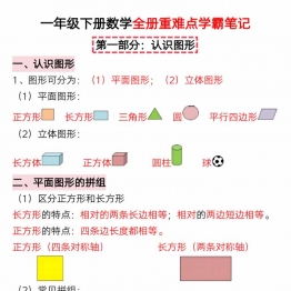 一年级下册数学全册重难点学霸笔记，24页PDF电子版