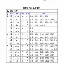 四年级下册语文生字组词，20页PDF电子版