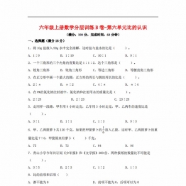 【单元AB卷】六年级上册数学分层训练B卷-第六单元 比的认识（单元测试） （北师大版），20页PDF可打印