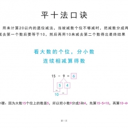 20以内退位减法练习题(平十法图解及算式练习)