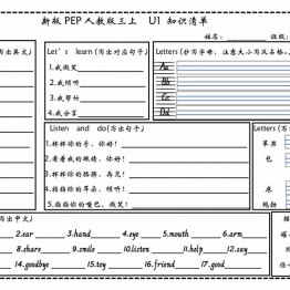 三年级上册英语（人教PEP）知识清单（新版），12页PDF电子版学习资料