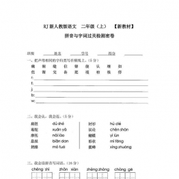 二年级上册语文拼音与字词过关检测密卷 4页可打印PDF 小学2年级综合教学资料 家长在家亲子教育资源 广饶论坛中小学教育智慧平台