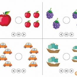 认识大于小于等于，卡通版比较多少，PDF可打印