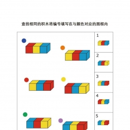 查找相同的积木，9页PDF可打印 思维逻辑 亲子游戏 广饶论坛中小学教育智慧平台