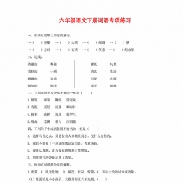 六年级语文下册词语专项练习，6页PDF电子版