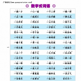 含数字的词语、数字式词语，4页PDF电子版