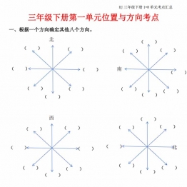 三下数学下册期末总复习【1-8单元考点汇总】，170页PDF电子版打印资料