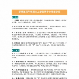 四年级语文上册各课中心思想总结，4页PDF可打印