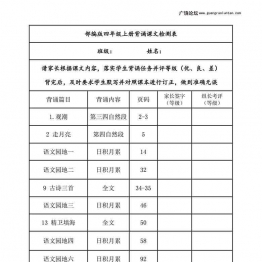 四年级上册语文背诵课文内容及闯关表，6页可打印PDF 小学4年级综合教学资料 家长在家亲子教育资源 广饶论坛中小学教育智慧平台