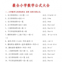 小学1-6年级数学公式大全(最新版)，学会数学公式，再难的题目也都不再话下共9页PDF可打印 小学1至6年级知识点归纳 广饶论坛中小学教育智慧平台