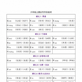 六年级语文上册会写字及组词，5页PDF可打印