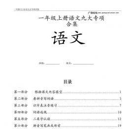 一年级上册语文九大专项合集，31页可打印PDF 小学1年级综合教学资料 家长在家亲子教育资源 广饶论坛中小学教育智慧平台