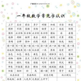 一年级数学常见字认识，3页PDF可打印 [8月27修正]可打印PDF 小学1年级综合教学资料 家长在家亲子教育资源 广饶论坛中小学教育智慧平台