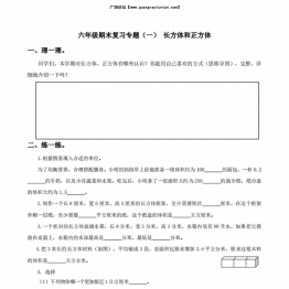 六年级数学上册期末复习专题，10页可打印PDF电子版