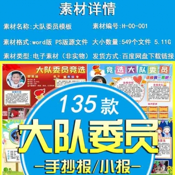 中小学竞选大队委员小报班干部个人简历制作排版电子海报设计模板