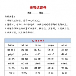 汉语拼音拼读练习卷，10页可打印PDF 小学1年级综合教学资料 家长在家亲子教育资源 广饶论坛中小学教育智慧平台