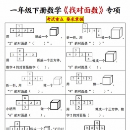 一年级下册数学《找对面数》重点专项练习，2页PDF电子版