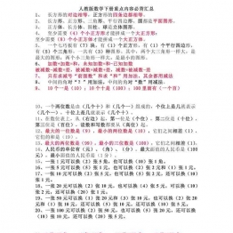 人教版数学一年级下册必背重点汇总 2页可打印PDF 小学1年级综合教学资料 家长在家亲子教育资源 广饶论坛中小学教育智慧平台