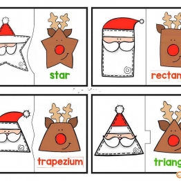 圣诞形状配对，3页PDF