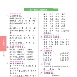 一年级上册语文1-8单元知识梳理，8页可打印PDF 小学1年级综合教学资料 家长在家亲子教育资源 广饶论坛中小学教育智慧平台