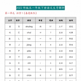 一年级下册语文生字解析，29页PDF电子版