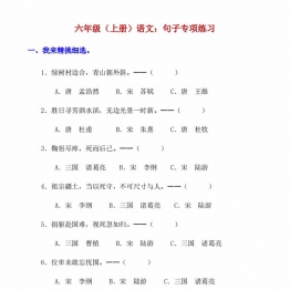 六年级上册语文句子专项练习，24页PDF可打印