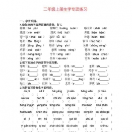 二年级语文上册生字专项练习，4页可打印PDF 小学2年级综合教学资料 家长在家亲子教育资源 广饶论坛中小学教育智慧平台